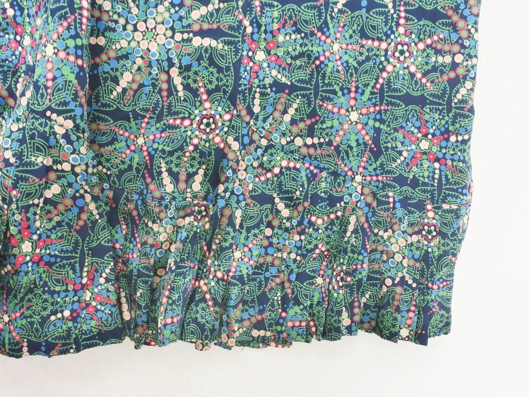 MARC JACOBS マークジェイコブス シルク100% 総柄 スカート size4/紺 ■■ ☆ fic4 レディース_画像2