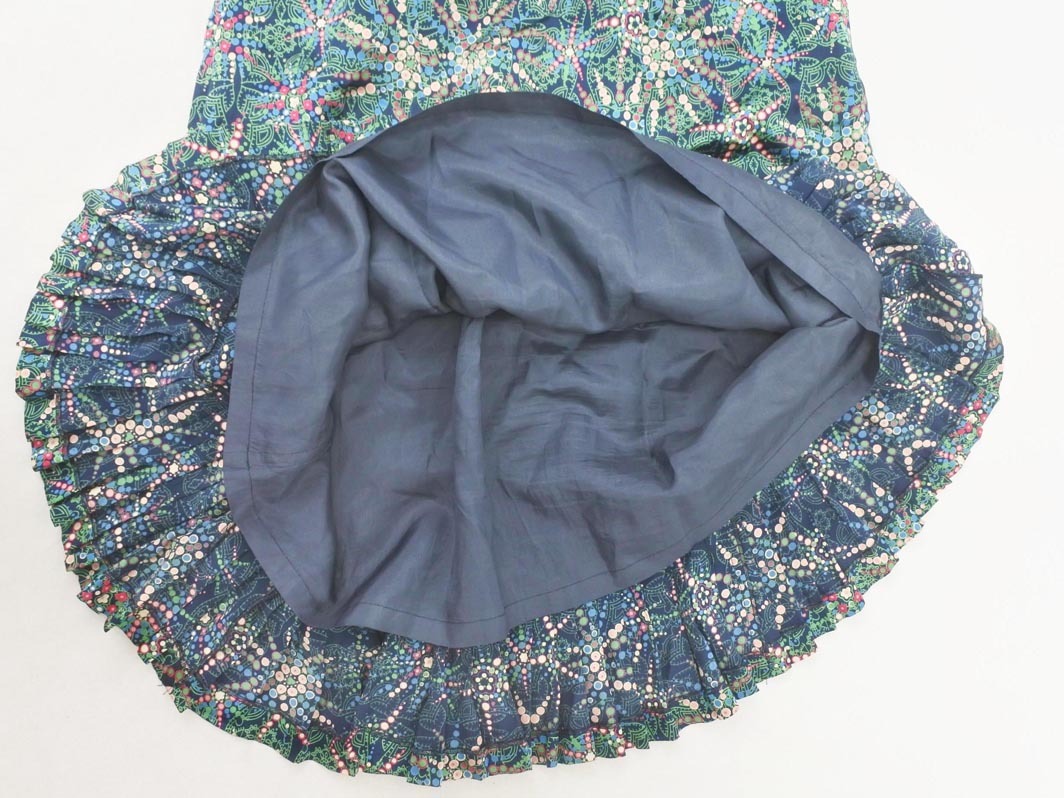 MARC JACOBS マークジェイコブス シルク100% 総柄 スカート size4/紺 ■■ ☆ fic4 レディース_画像4