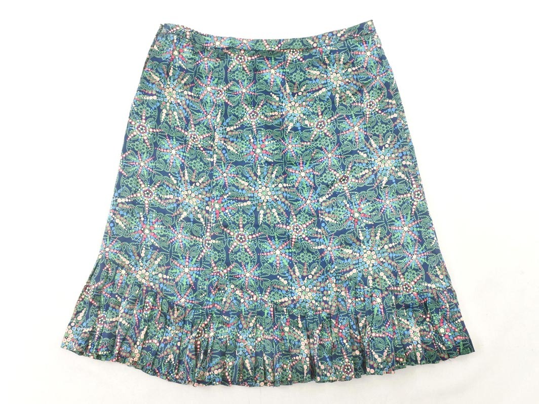 MARC JACOBS マークジェイコブス シルク100% 総柄 スカート size4/紺 ■■ ☆ fic4 レディース_画像5