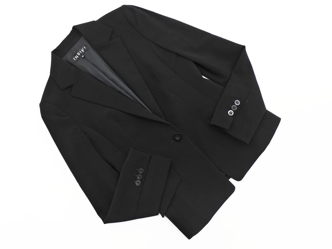 INDIVI インディヴィ テーラード ジャケット size36/黒 ◇■ ☆ fic4 レディース_画像1