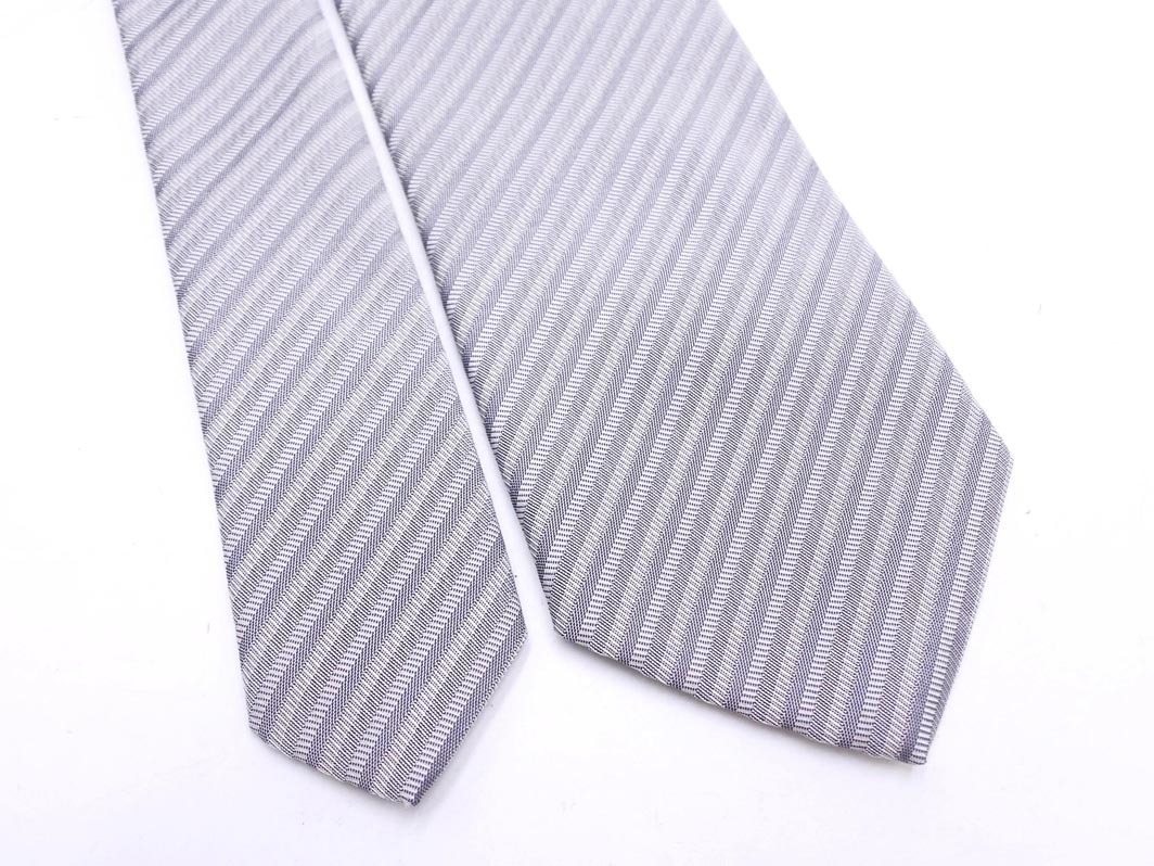 ネコポスOK HUGO BOSS ヒューゴ・ボス シルク混 ネクタイ グレー ■■ ☆ fic4 メンズ_画像4