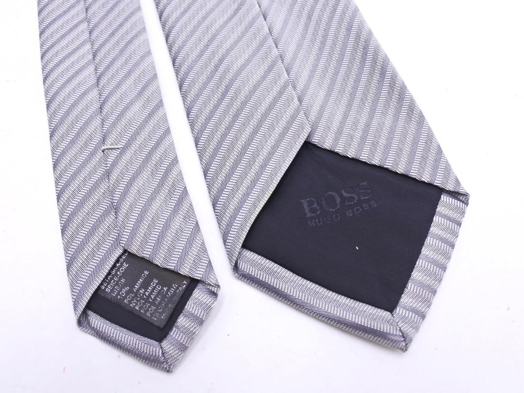 ネコポスOK HUGO BOSS ヒューゴ・ボス シルク混 ネクタイ グレー ■■ ☆ fic4 メンズ_画像5