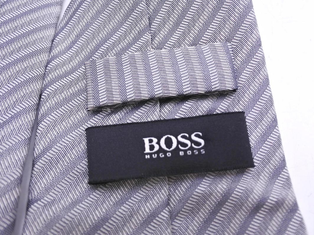 ネコポスOK HUGO BOSS ヒューゴ・ボス シルク混 ネクタイ グレー ■■ ☆ fic4 メンズ_画像6