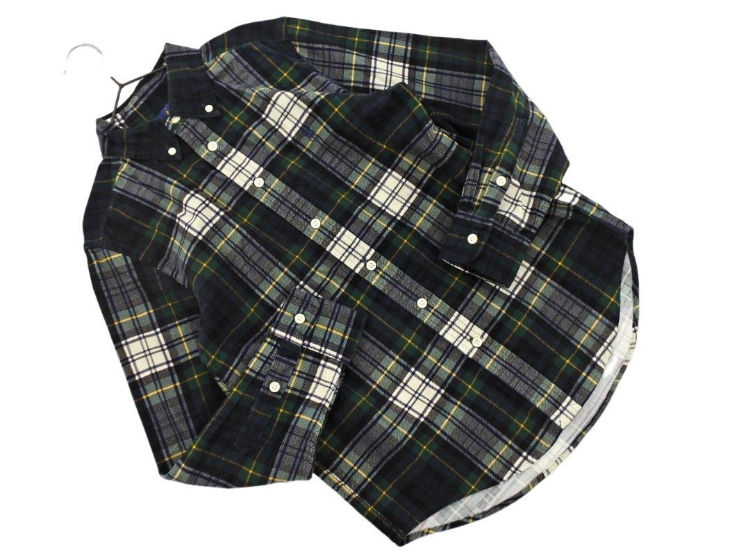 Ralph Lauren ラルフローレン ベロア チェック ボタンダウン シャツ sizeM(150cm)/緑ｘ紺 ◇■ ☆ fic4 男の子_画像1