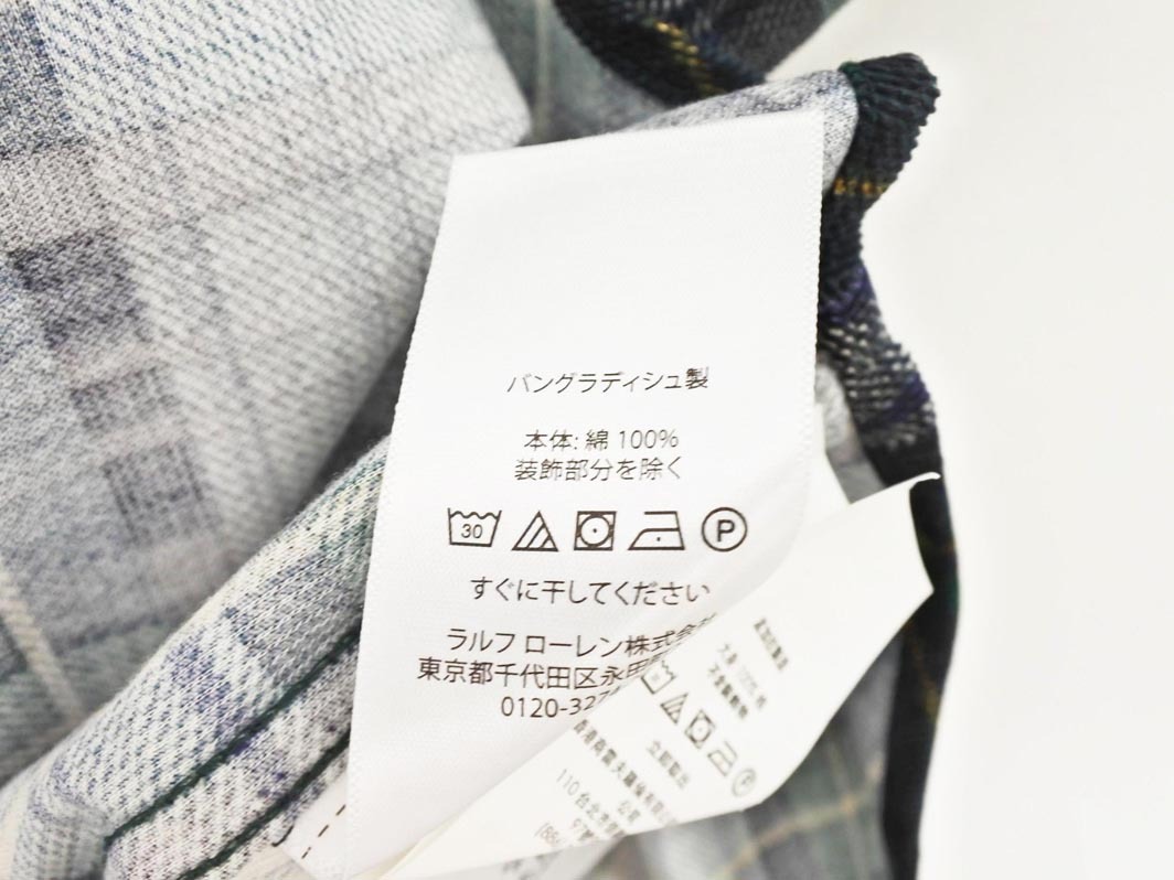 Ralph Lauren ラルフローレン ベロア チェック ボタンダウン シャツ sizeM(150cm)/緑ｘ紺 ◇■ ☆ fic4 男の子_画像7
