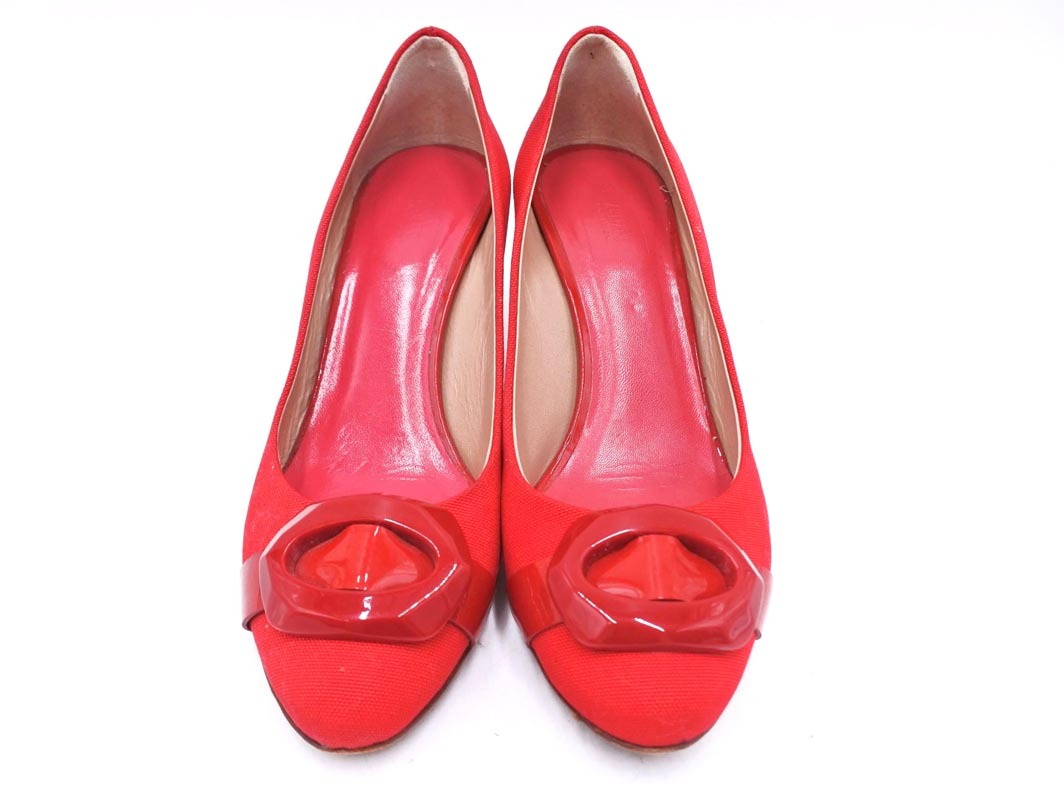 ARMANI COLLEZIONI Armani koretsio-ni парусина пряжка туфли-лодочки size35(22.5cm примерно )/ красный #* * fic4 женский 