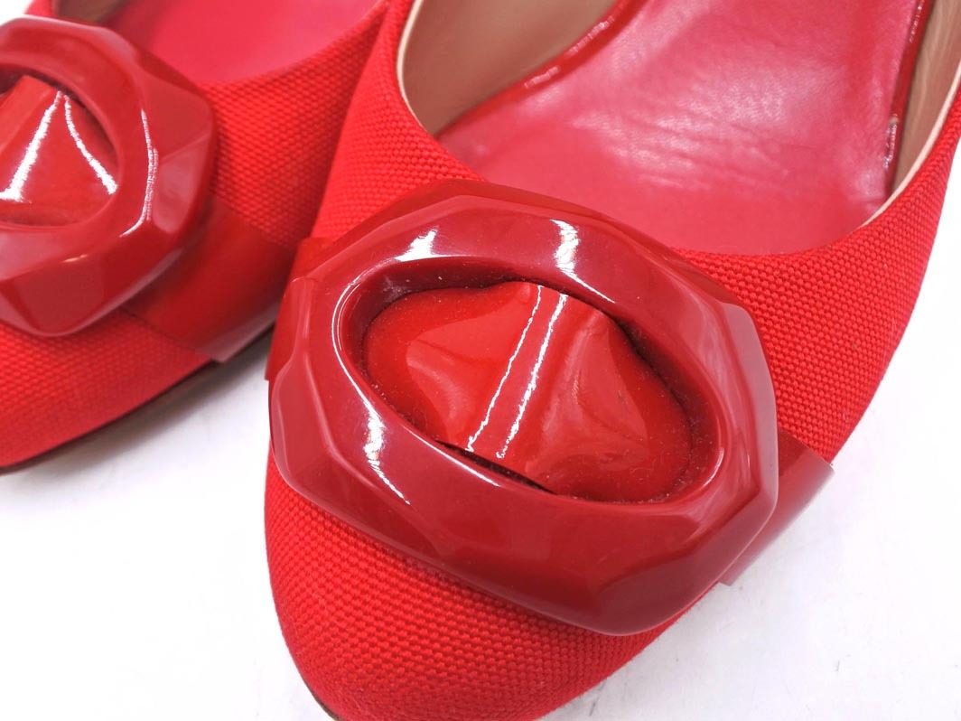 ARMANI COLLEZIONI Armani koretsio-ni парусина пряжка туфли-лодочки size35(22.5cm примерно )/ красный #* * fic4 женский 