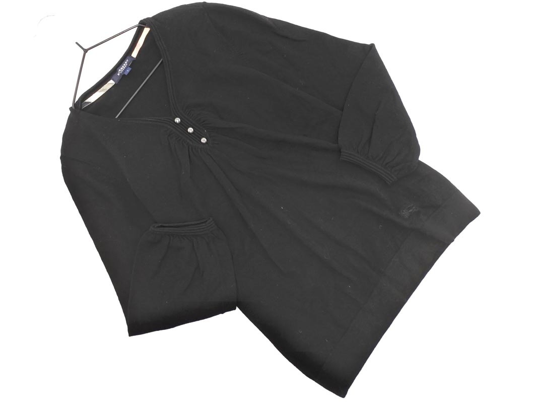 BURBERRY バーバリー ウール混 Vネック ニット セーター size1/黒 ◇■ ☆ fic4 レディース