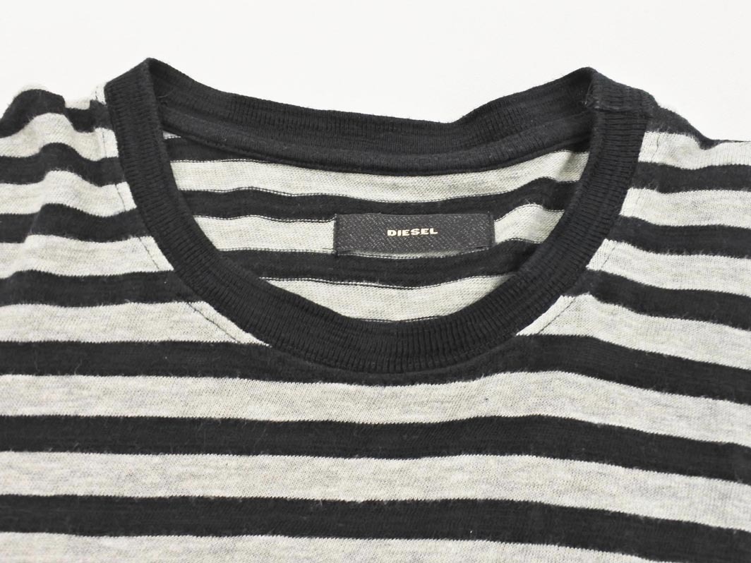 DIESEL ディーゼル ボーダー 長袖 カットソー sizeXS/グレーｘ黒 ◇■ ☆ fic4 レディース_画像3