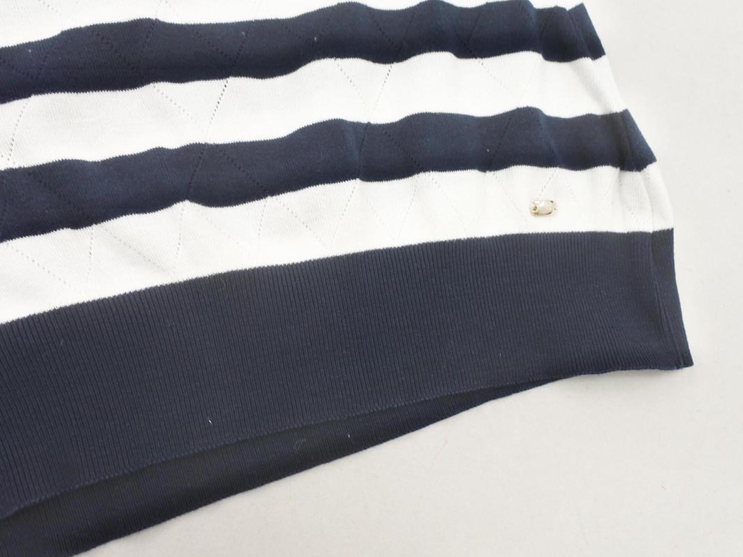 ESCADA エスカーダ 7分袖 ボーダー ニット セーター sizeS/白ｘ紺 ■◇ ☆ fic4 レディース_画像2