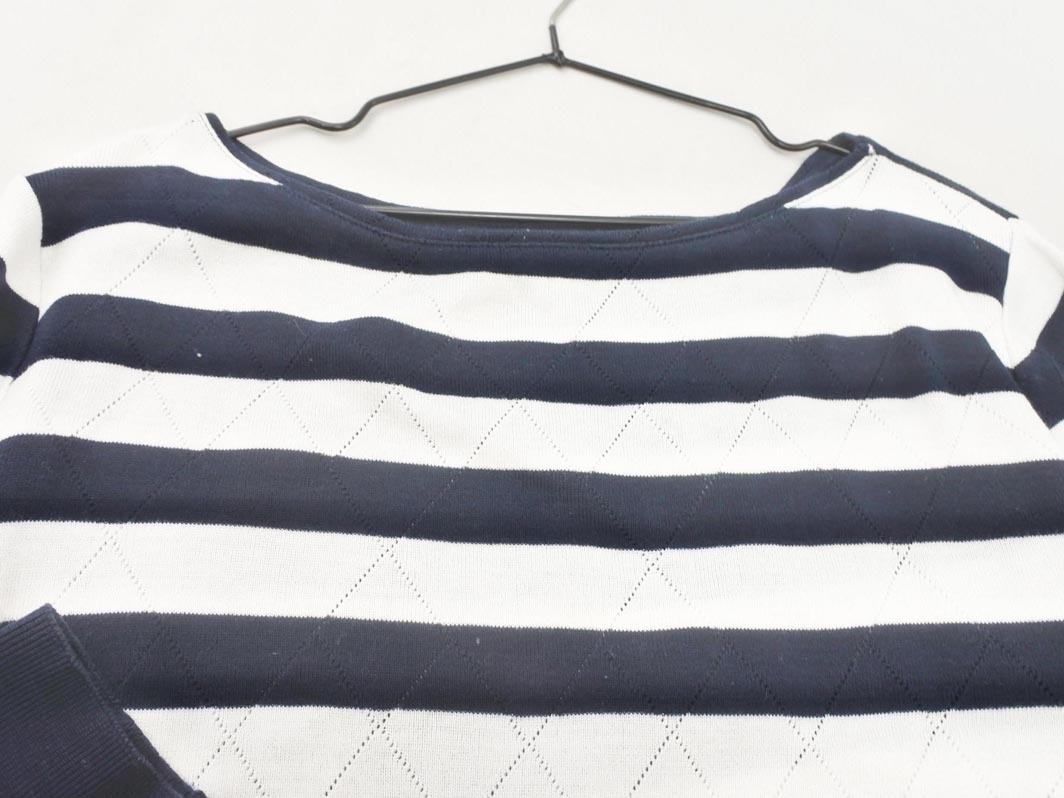 ESCADA エスカーダ 7分袖 ボーダー ニット セーター sizeS/白ｘ紺 ■◇ ☆ fic4 レディース_画像4