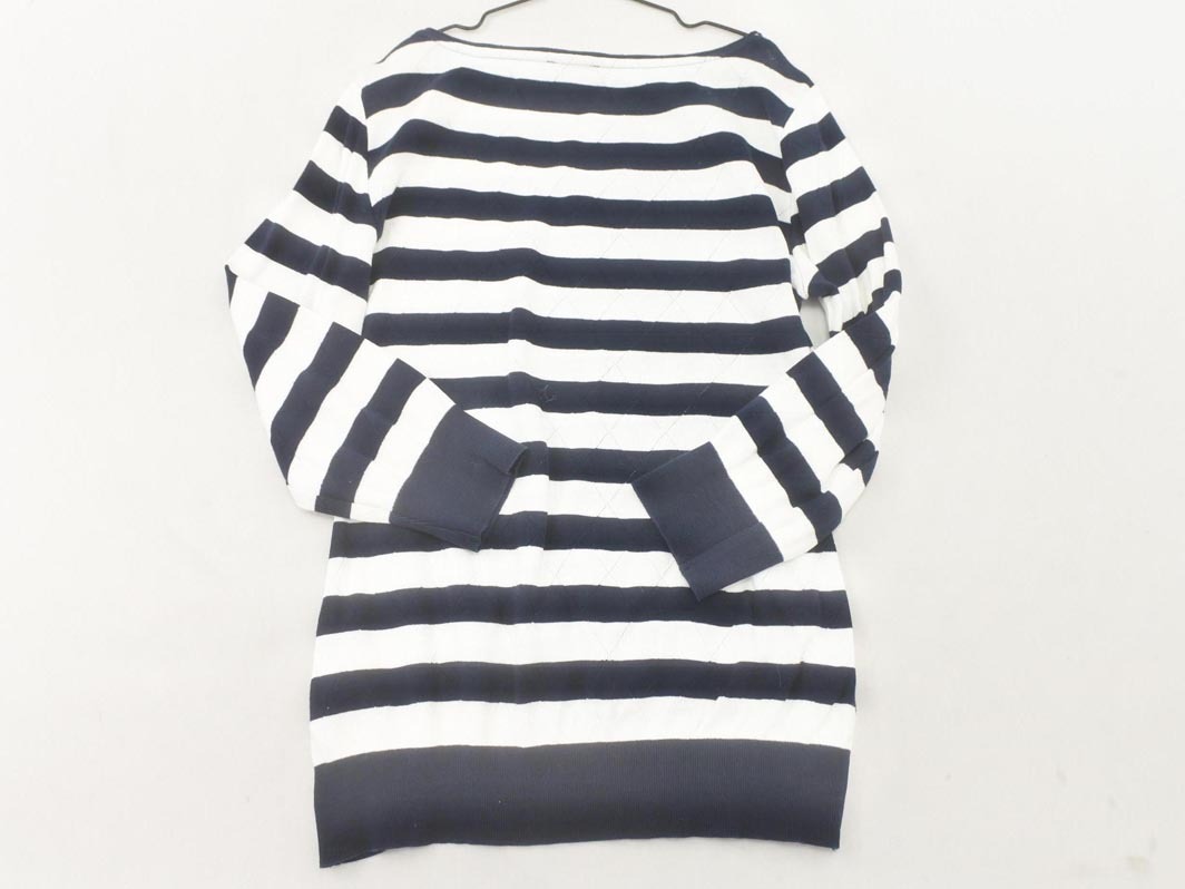 ESCADA エスカーダ 7分袖 ボーダー ニット セーター sizeS/白ｘ紺 ■◇ ☆ fic4 レディース_画像5