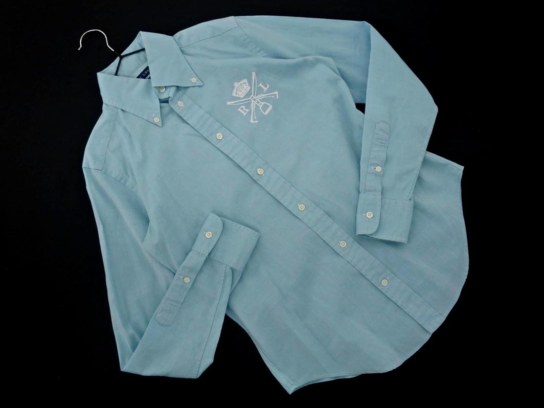 Ralph Lauren ラルフローレン ロゴ刺繍 ボタンダウン シャツ size4/水色 ■◇ ☆ fic4 レディース