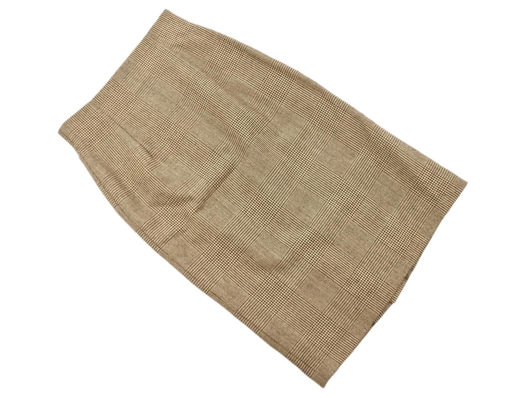 ネコポスOK INDIVI インディヴィ ウール100% 千鳥柄 タイト スカート size03/ベージュ ◇■ ☆ fic5 レディース