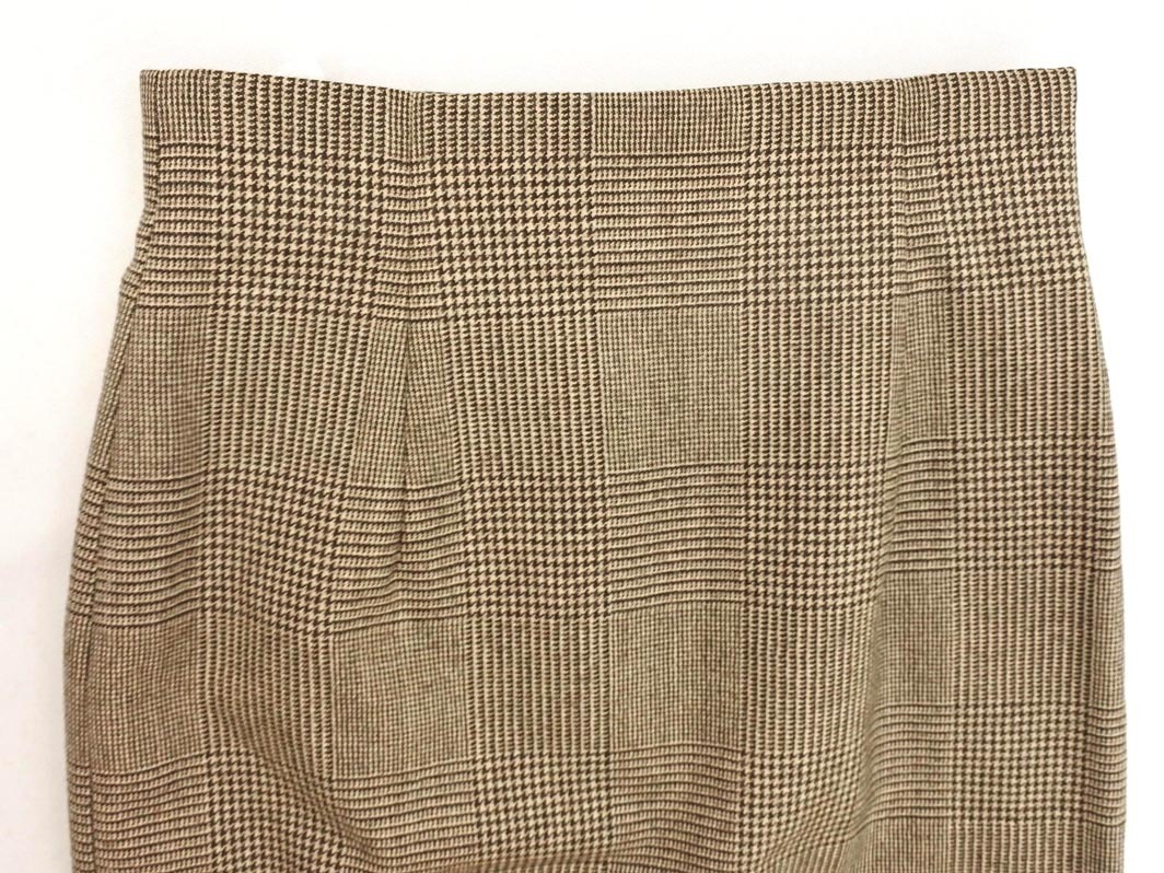 ネコポスOK INDIVI インディヴィ ウール100% 千鳥柄 タイト スカート size03/ベージュ ◇■ ☆ fic5 レディース