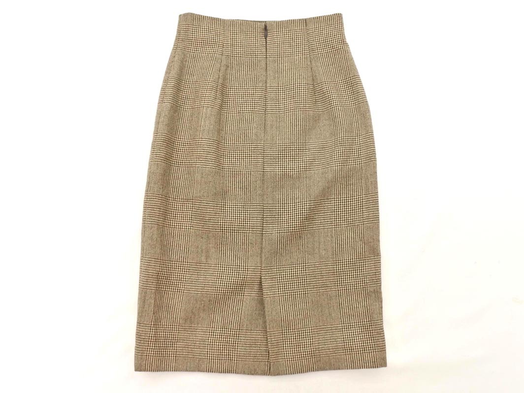 ネコポスOK INDIVI インディヴィ ウール100% 千鳥柄 タイト スカート size03/ベージュ ◇■ ☆ fic5 レディース