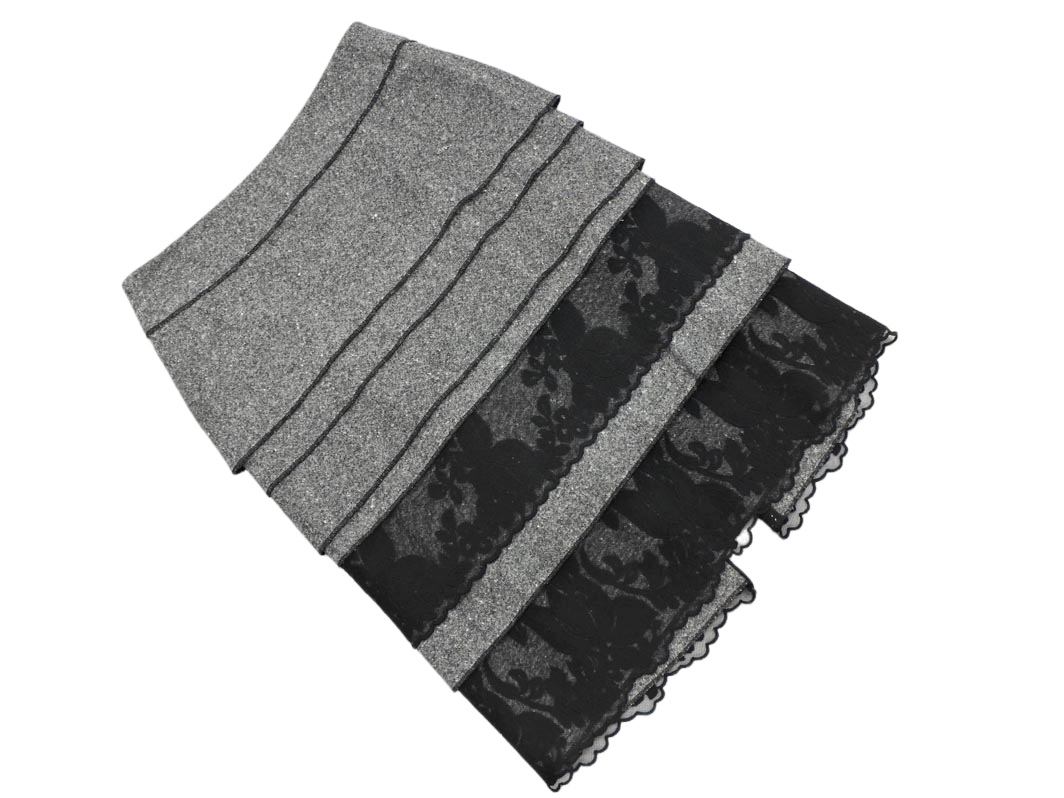 ネコポスOK COMME CA DU MODE コム サ デ モード シルク混 レース ティアード スカート size9/グレー ◇■ ☆ fic5 レディース