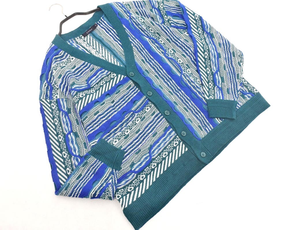 RAGEBLUE レイジブルー ニット カーディガン sizeM/緑ｘ青 ◇■ ☆ fic5 メンズ_画像1