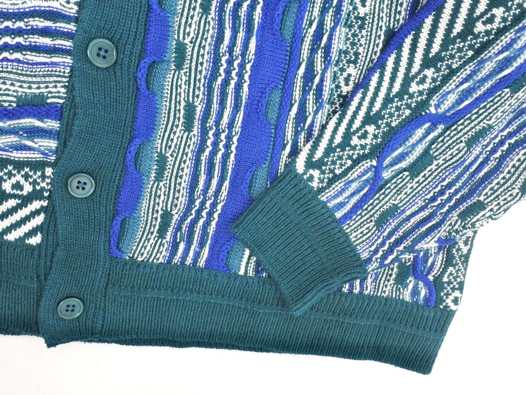 RAGEBLUE レイジブルー ニット カーディガン sizeM/緑ｘ青 ◇■ ☆ fic5 メンズ_画像2