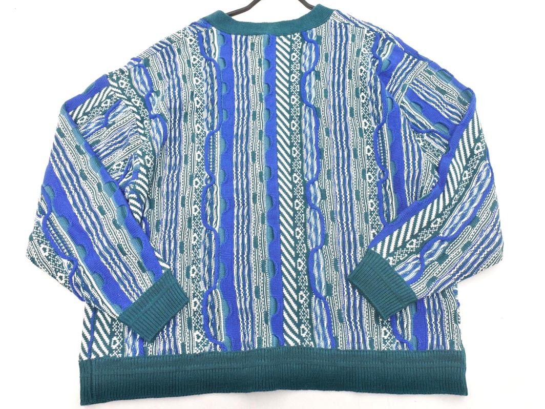 RAGEBLUE レイジブルー ニット カーディガン sizeM/緑ｘ青 ◇■ ☆ fic5 メンズ_画像4