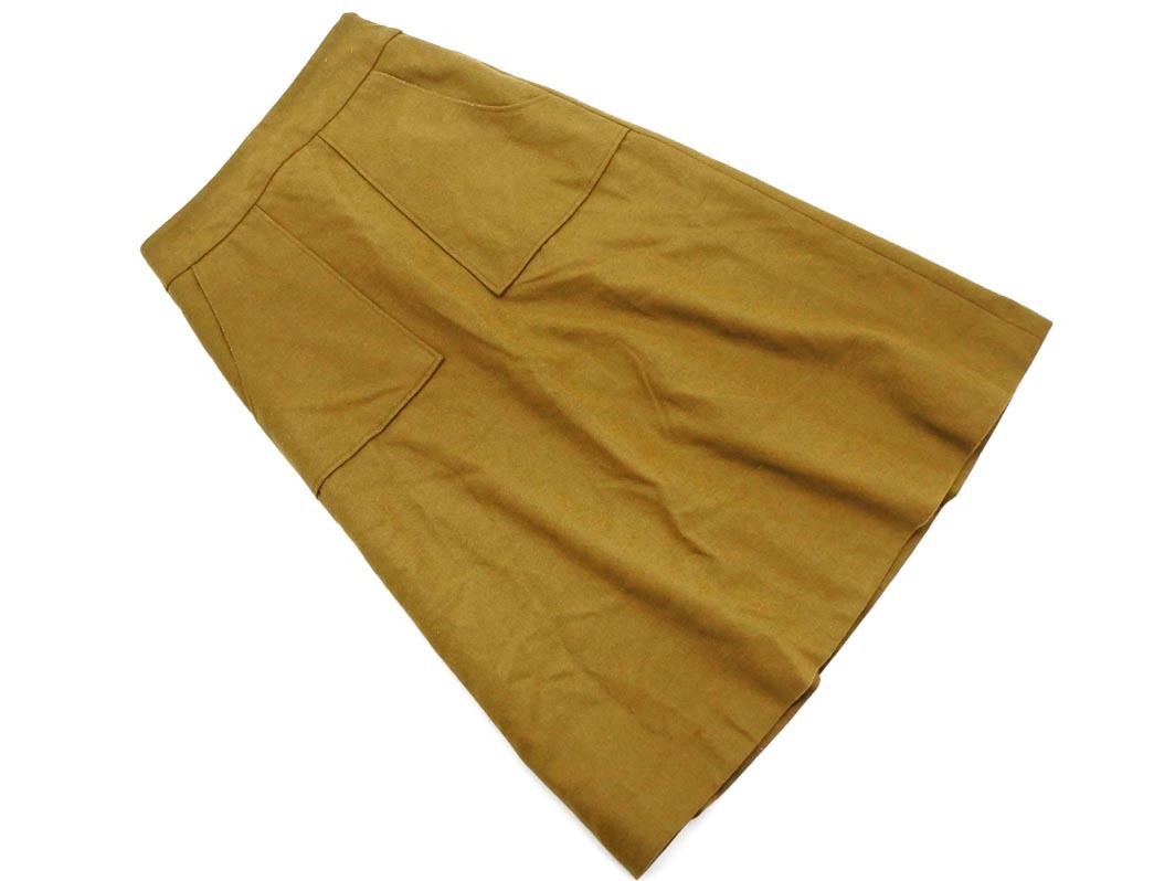 MACPHEE マカフィー トゥモローランド ウール混 Aライン 台形 スカート size34/カーキ ◇■ ☆ fic5 レディース_画像1