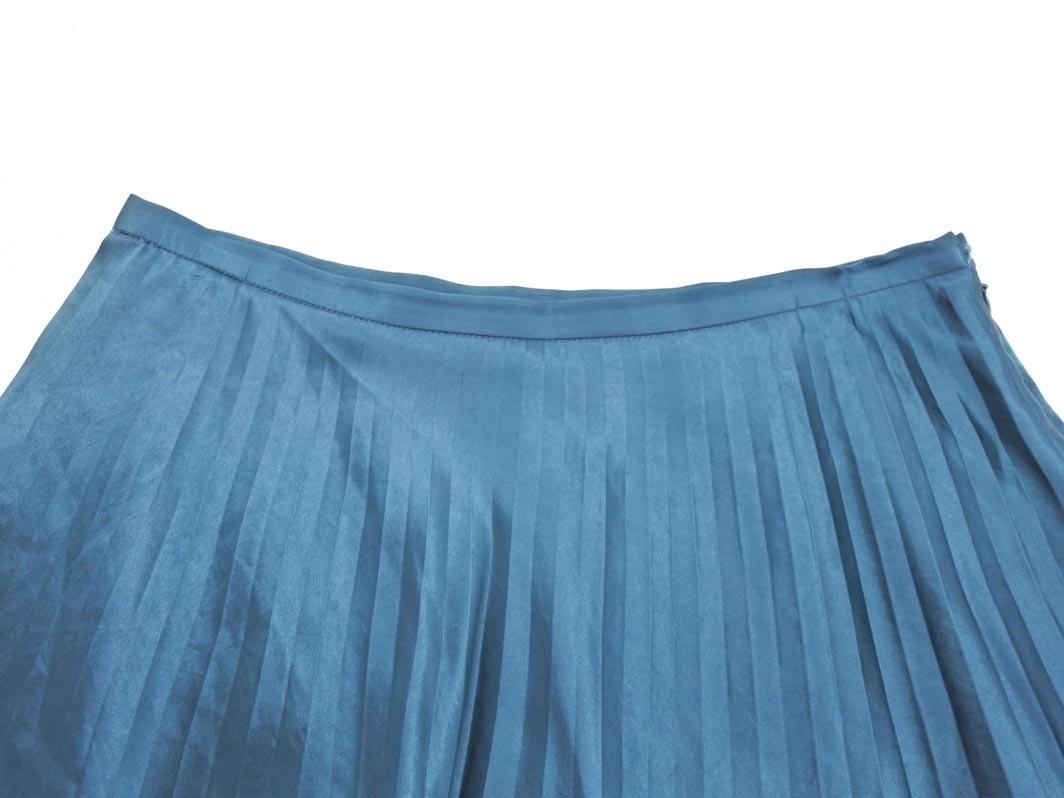 agnes b アニエスベー サテン プリーツ スカート size38/緑 ■■ ☆ fic6 レディース_画像3