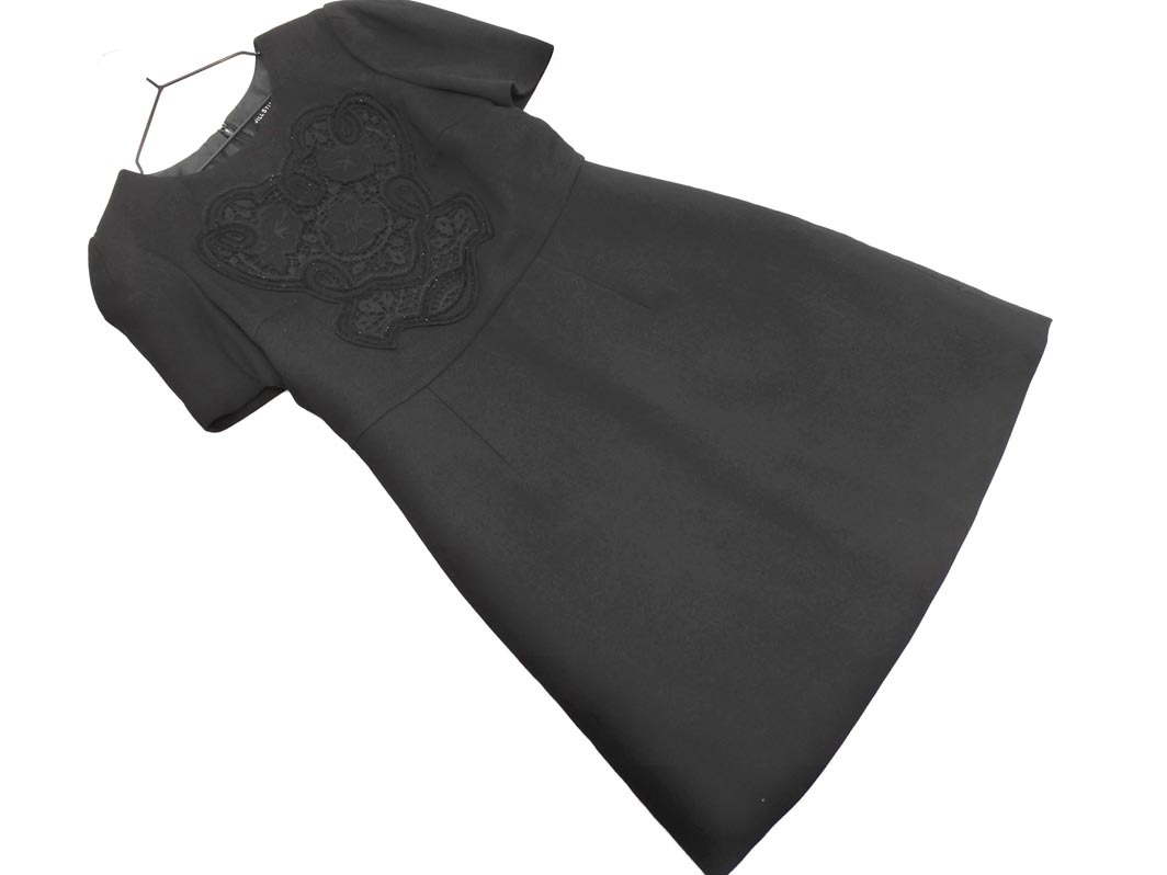 JILLSTUART ジルスチュアート ウール混 刺繍 ワンピース size4/黒 ◇■ ☆ fic5 レディース
