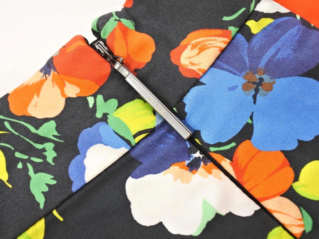 MSGM エムエスジーエム 花柄 フリル 切替 Aライン 臺(tái)形 スカート size40/オレンジｘ黒 ■◇ ☆ fic6 レディース