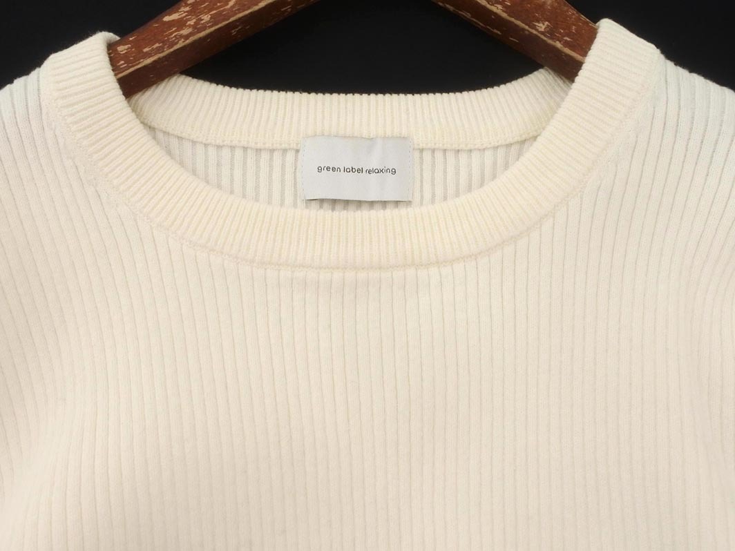 green label relaxing グリーンレーベルリラクシング ユナイテッドアローズ リブ プルオーバー カットソー 白 ◇■ ☆ fic9 レディース_画像3