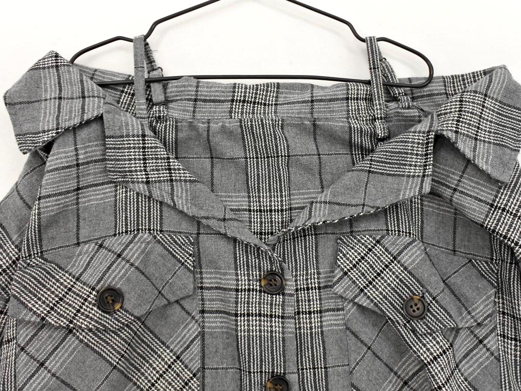 INGNI イング チェック 開襟 シャツ sizeM/グレー ◇■ ☆ fic9 レディース