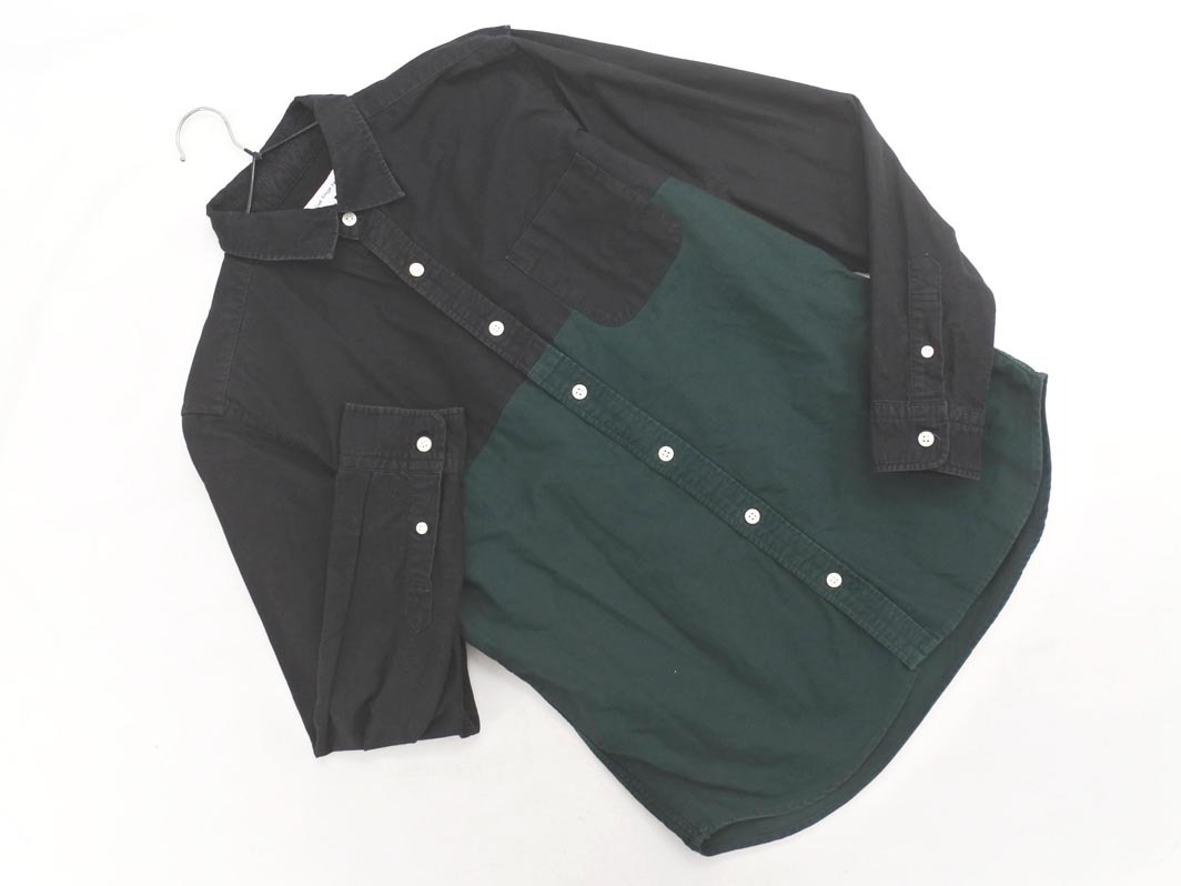 THE SHOP TK ザショップティーケー タケオキクチ バイカラー シャツ sizeM/黒ｘ緑 ◇■ ☆ fid0 メンズ_画像1