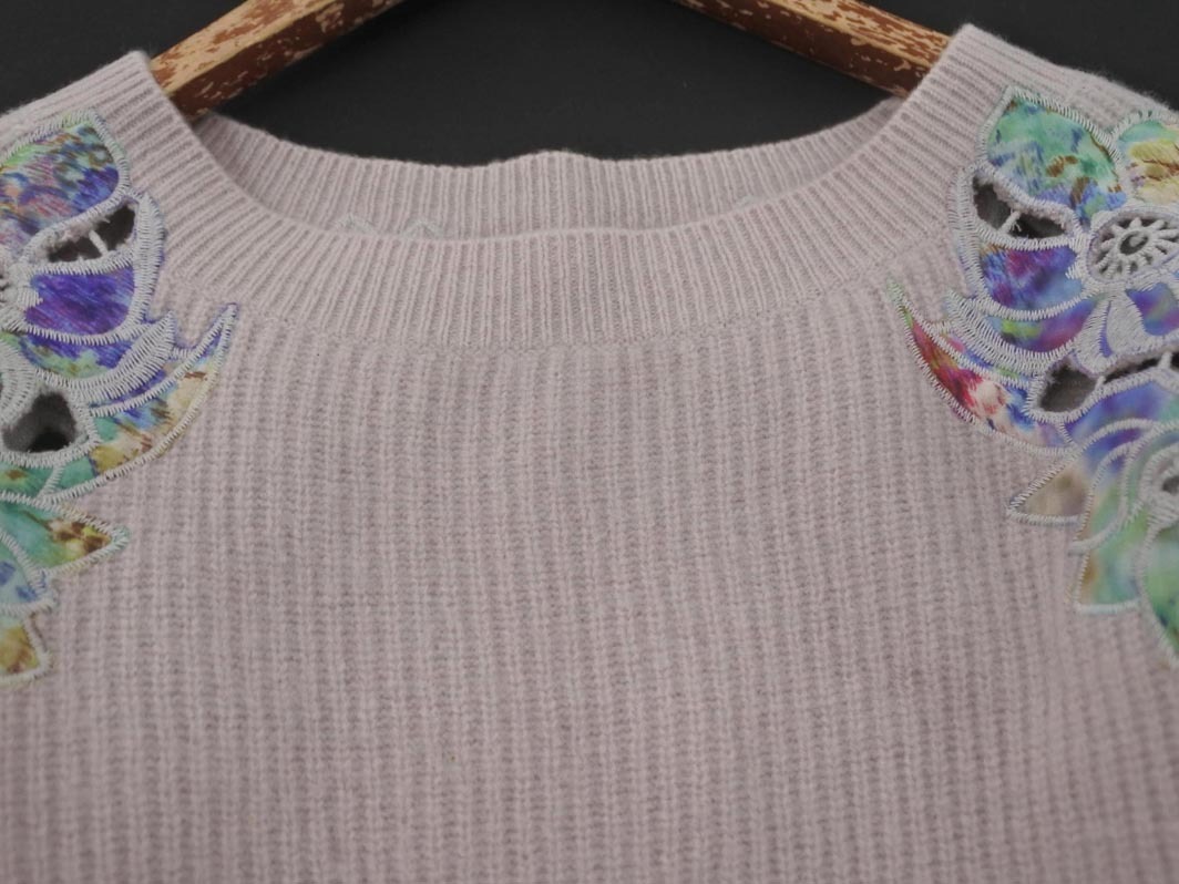 FRAY I.D フレイアイディー ウール100％ 花柄 刺繍 ニット セーター sizeONE/ラベンダー ◇■ ☆ fid0 レディース_画像2