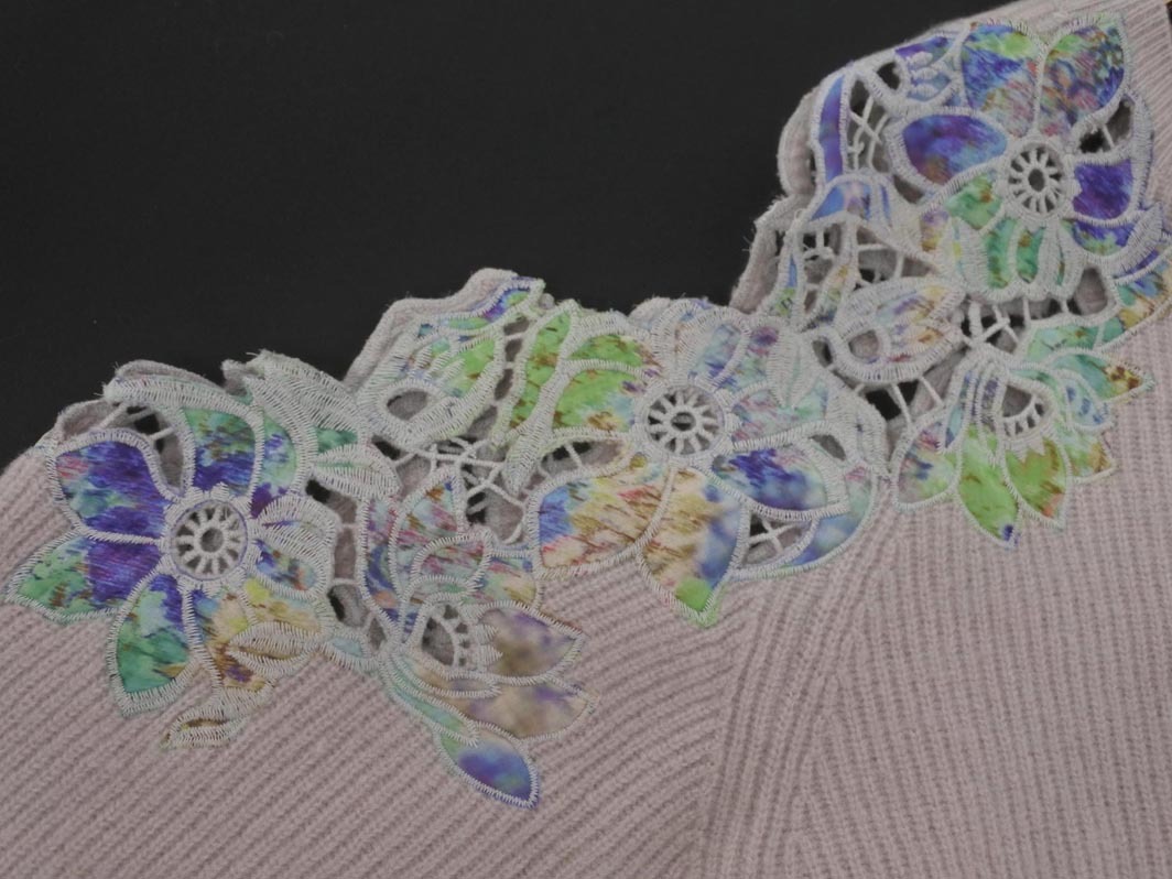 FRAY I.D フレイアイディー ウール100％ 花柄 刺繍 ニット セーター sizeONE/ラベンダー ◇■ ☆ fid0 レディース_画像3