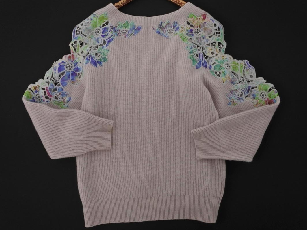 FRAY I.D フレイアイディー ウール100％ 花柄 刺繍 ニット セーター sizeONE/ラベンダー ◇■ ☆ fid0 レディース_画像6