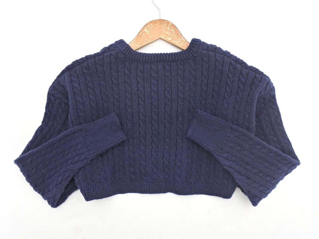 AS KNOW AS アズノゥアズ ショート丈 ニット セーター sizeF/紺 ◇■ ☆ fid0 レディース_画像4