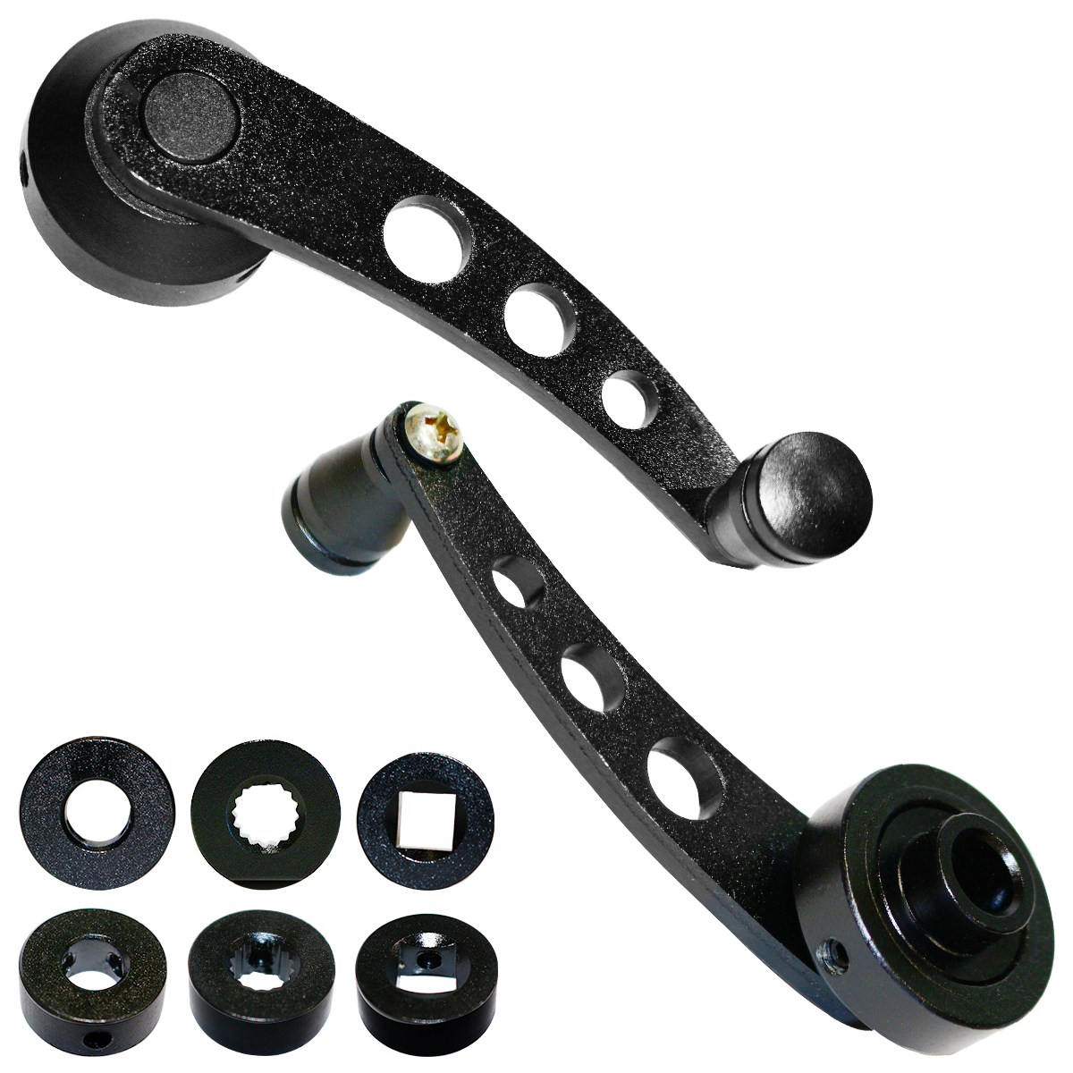 【左右セット】汎用 ウインドウ クランク ハンドル アルミ製 手巻き 手動 ジムニー SJ30 JA71 JA22 JA12 黒 ブラック 旧車_画像1