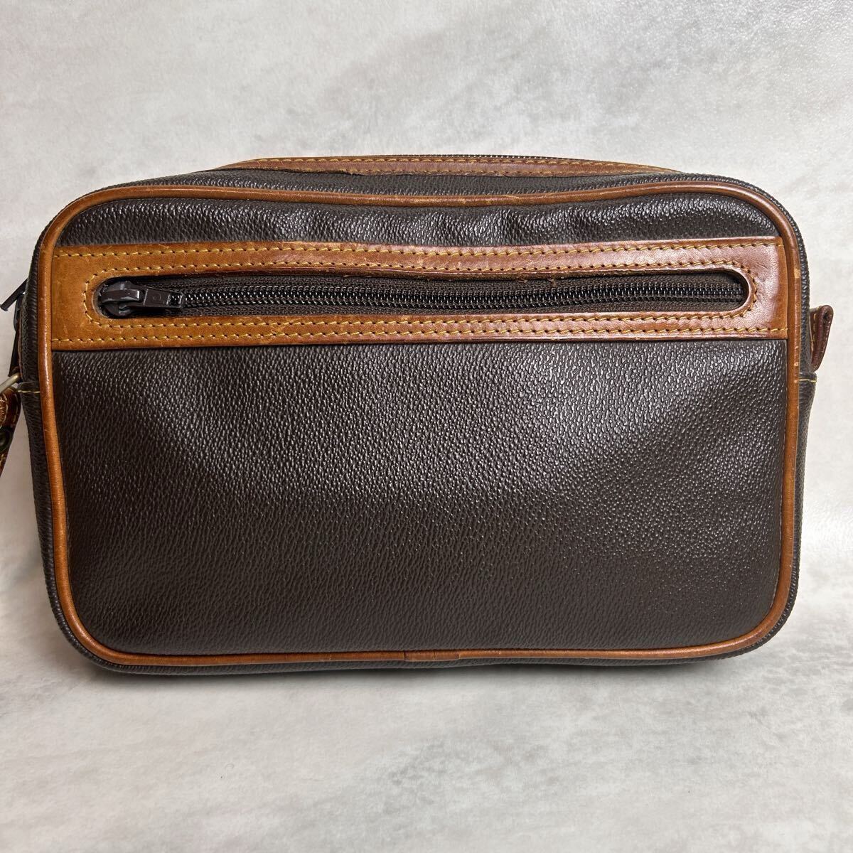 1円? HUNTING WORLD ハンティングワールド PVC レザー メンズ セカンドバッグ クラッチバッグ ブラウン