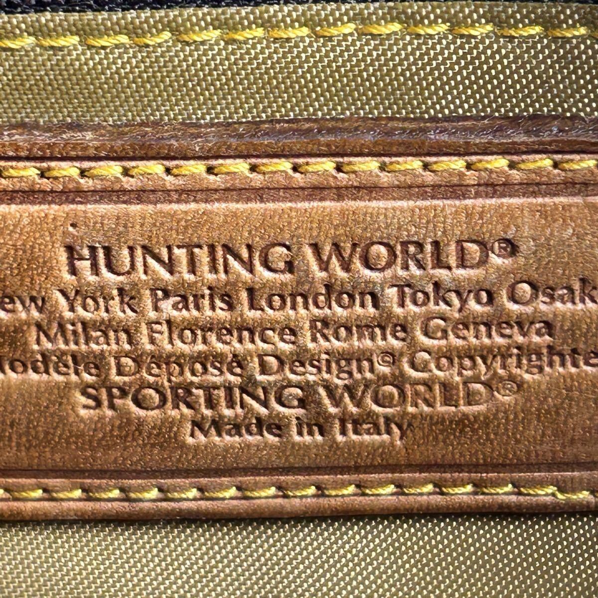 1円? HUNTING WORLD ハンティングワールド PVC レザー メンズ セカンドバッグ クラッチバッグ ブラウン