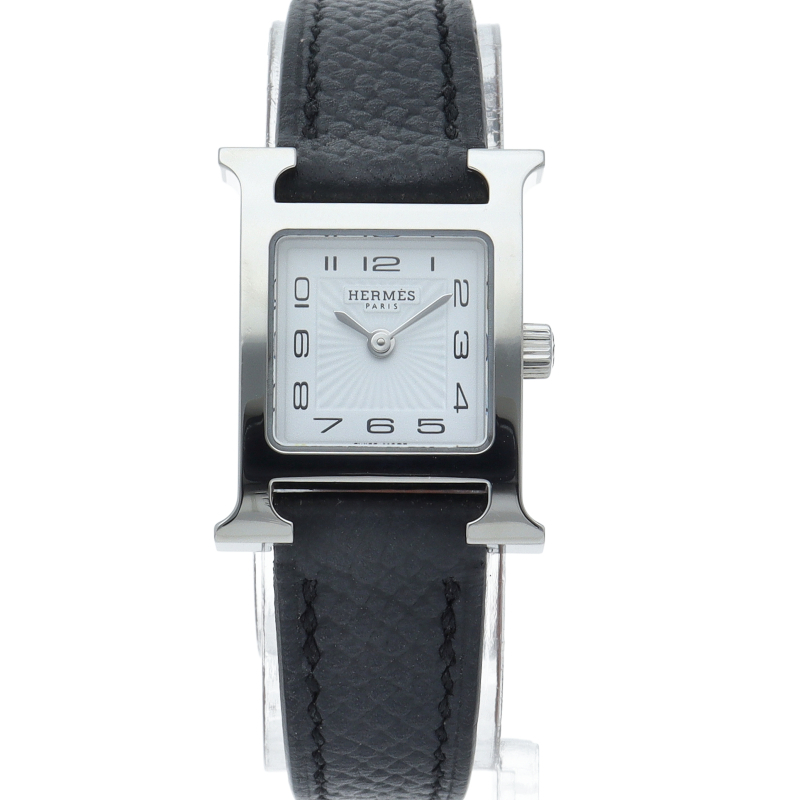 エルメス Hウォッチミニ レディース時計 HH1.110 SS/革 レディース時計 ホワイト 仕上げ済 美品 中古_画像2
