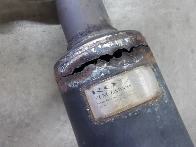 ジャンク 穴開き ANH20 ヴェルファイア 2.4Z マフラー ROJAM DTM JATA-20120051S 2WD 2AZ 左右デュアルだ円_画像6