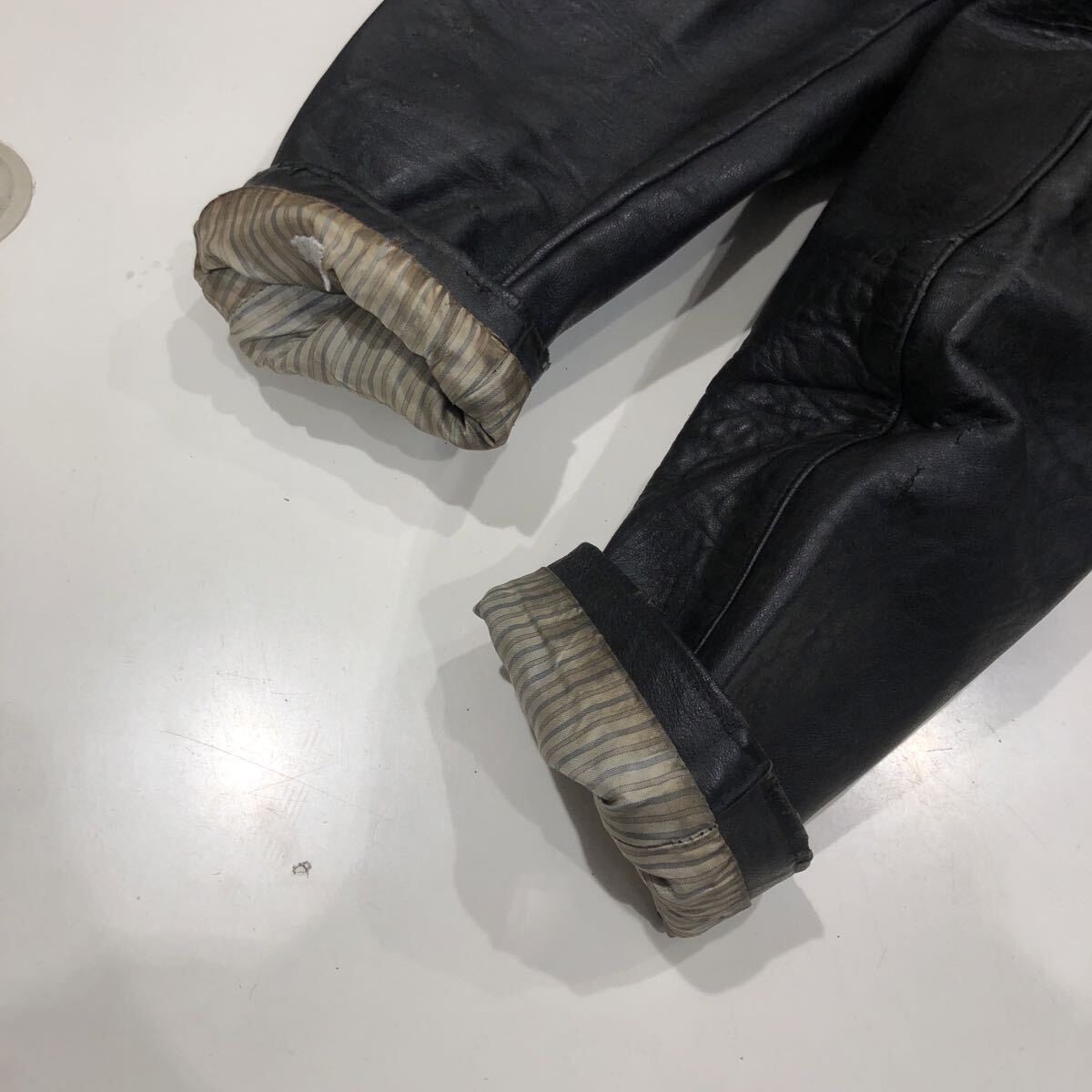 ts20250920【vintage】ヴィンテージ コルビジェジャケット レザージャケット ブルゾン 裏地チェック ブラック レザー _画像6