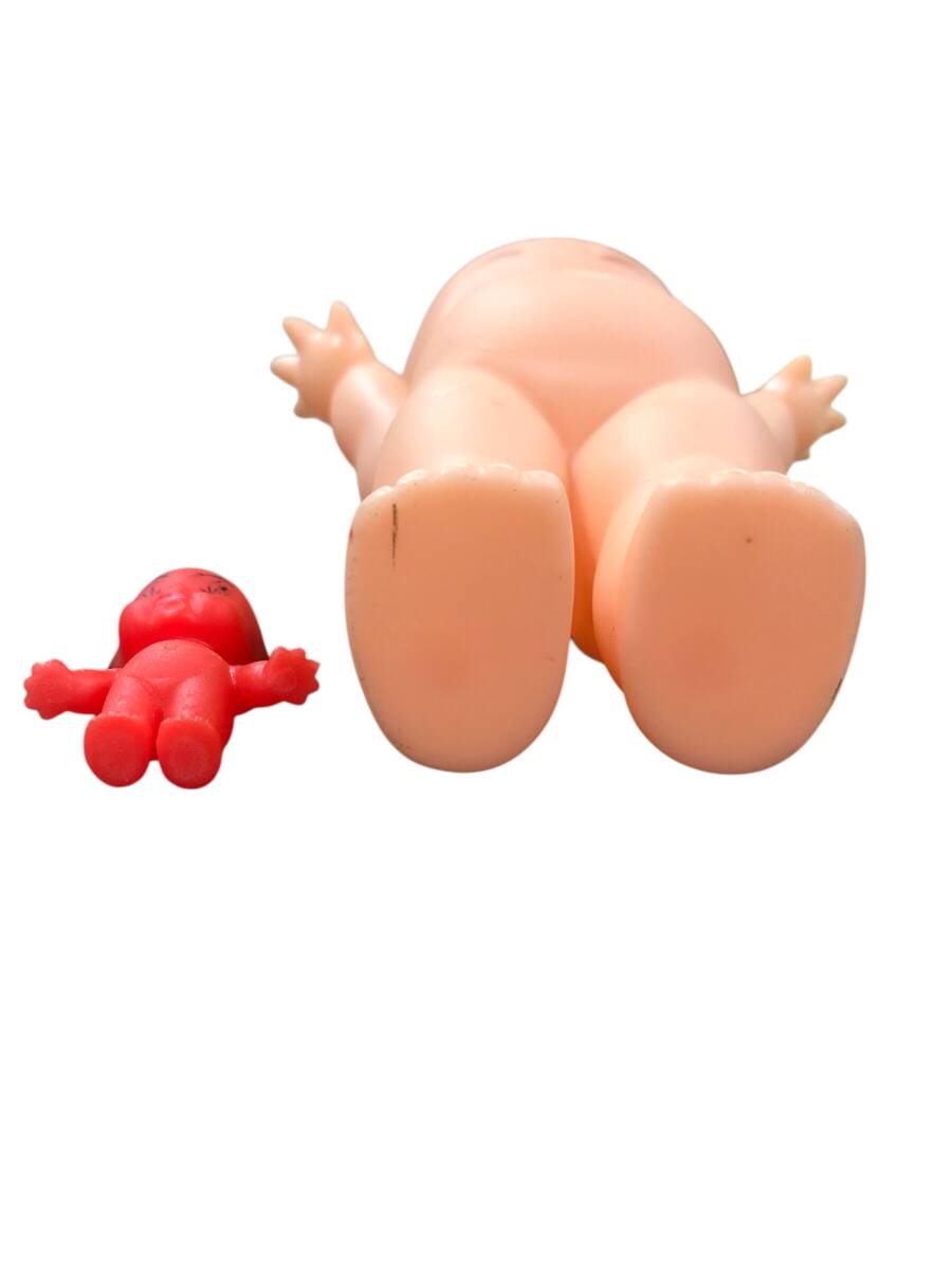 25R331 1 ワリコー リッキー キューピー 2體セット 貯金箱 ソフビ人形 昭和 レトロ 中古品 