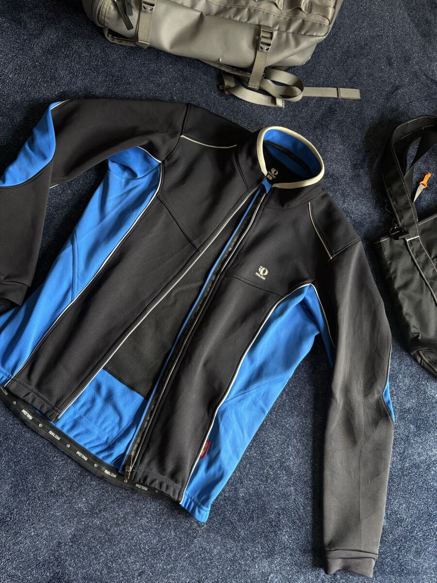 超美品 定価18,700円 PEARL IZUMI パールイズミ ソフトシェル フルジップジャケット ストレッチ WINDBREAKサイクルジャージ sizeM_画像3