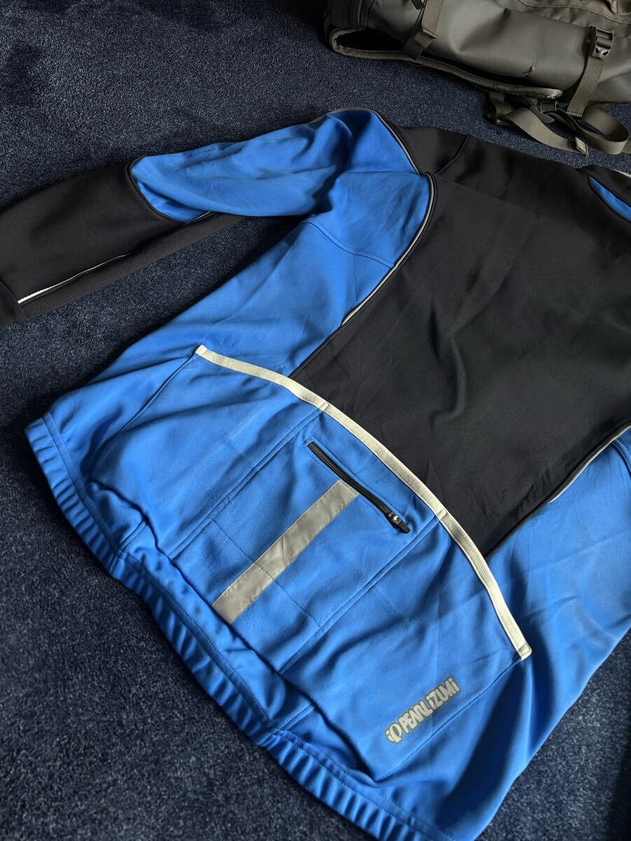 超美品 定価18,700円 PEARL IZUMI パールイズミ ソフトシェル フルジップジャケット ストレッチ WINDBREAKサイクルジャージ sizeM_画像4