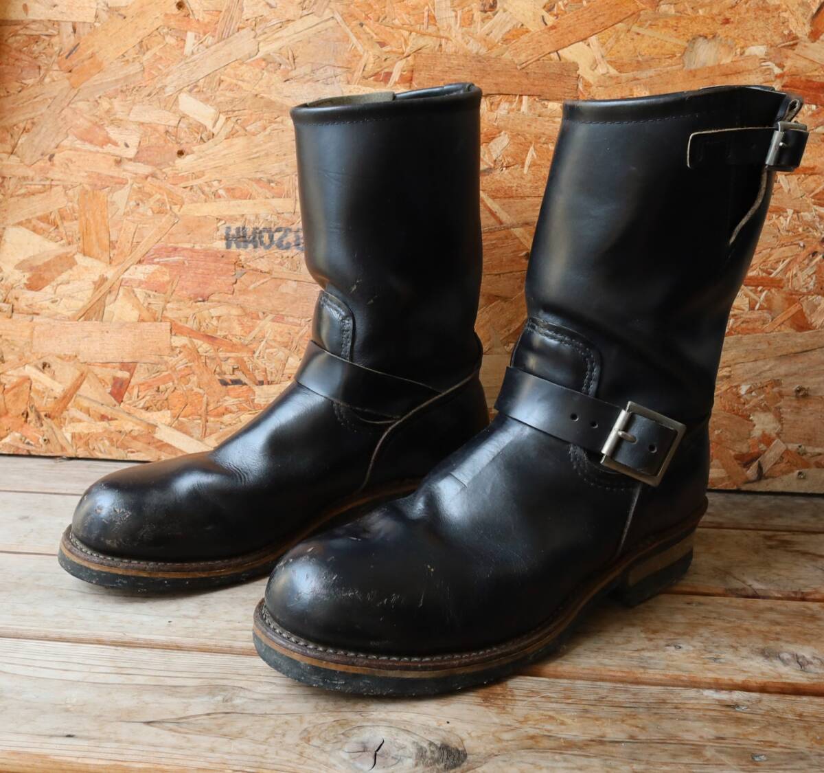 【7.5D 95年 PT91プリント】レッドウィング 2268 エンジニア ブーツ ブラッククローム スチールトゥ redwing ビンテージ 茶芯