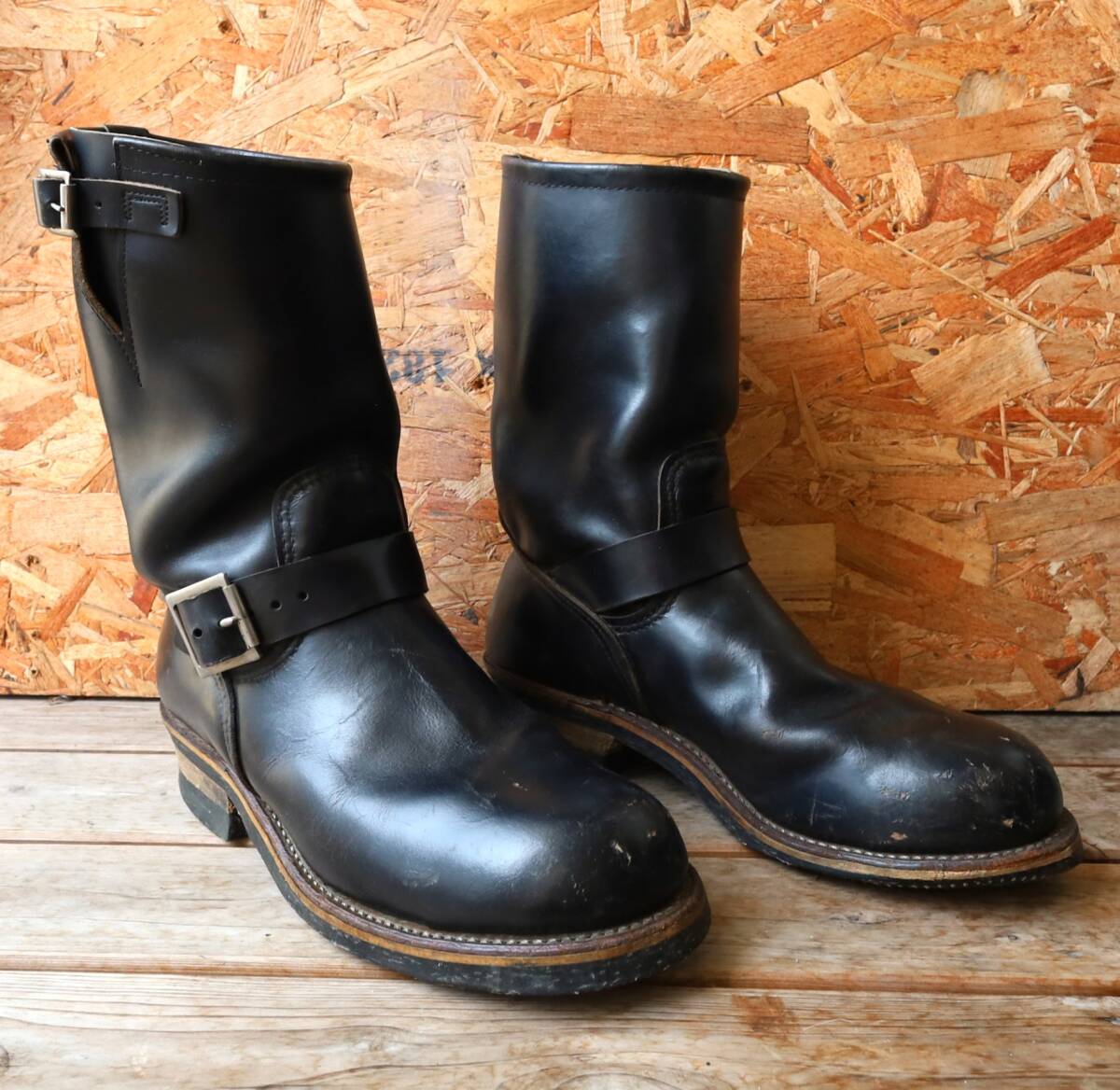 【7.5D 95年 PT91プリント】レッドウィング 2268 エンジニア ブーツ ブラッククローム スチールトゥ redwing ビンテージ 茶芯