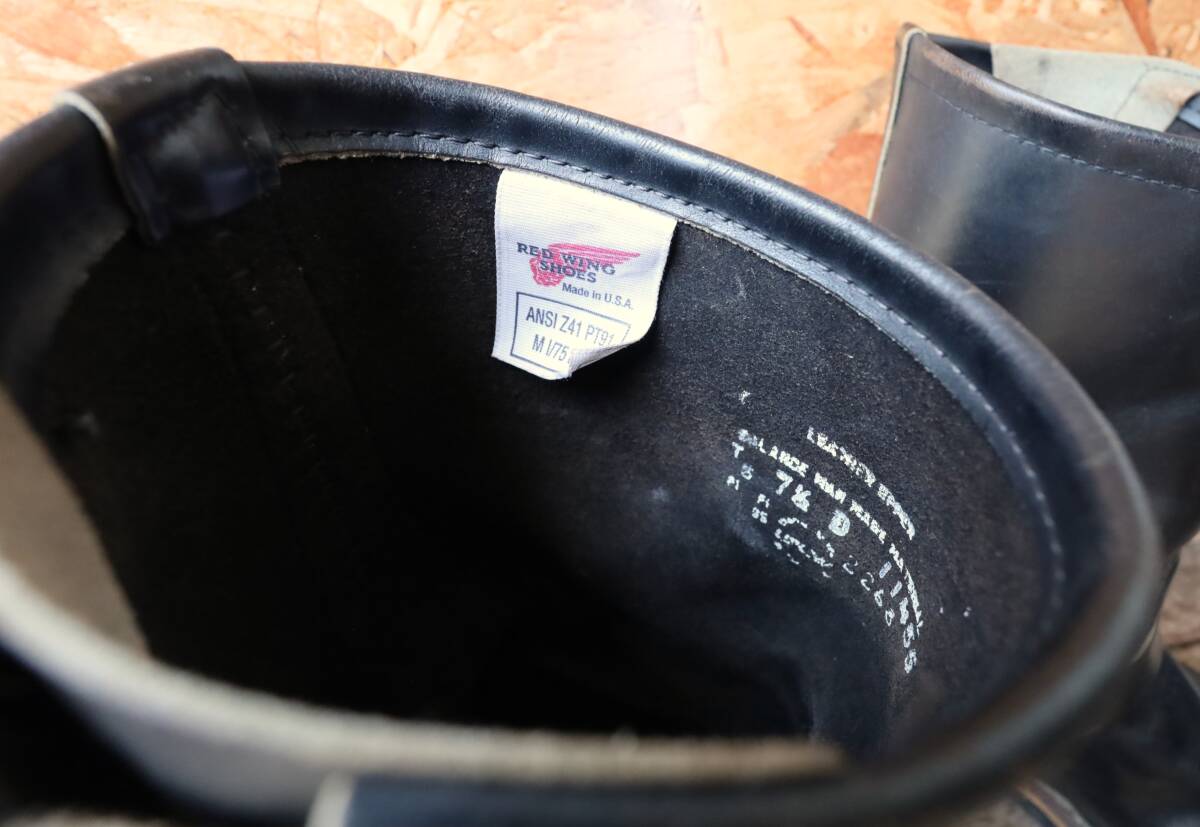 【7.5D 95年 PT91プリント】レッドウィング 2268 エンジニア ブーツ ブラッククローム スチールトゥ redwing ビンテージ 茶芯