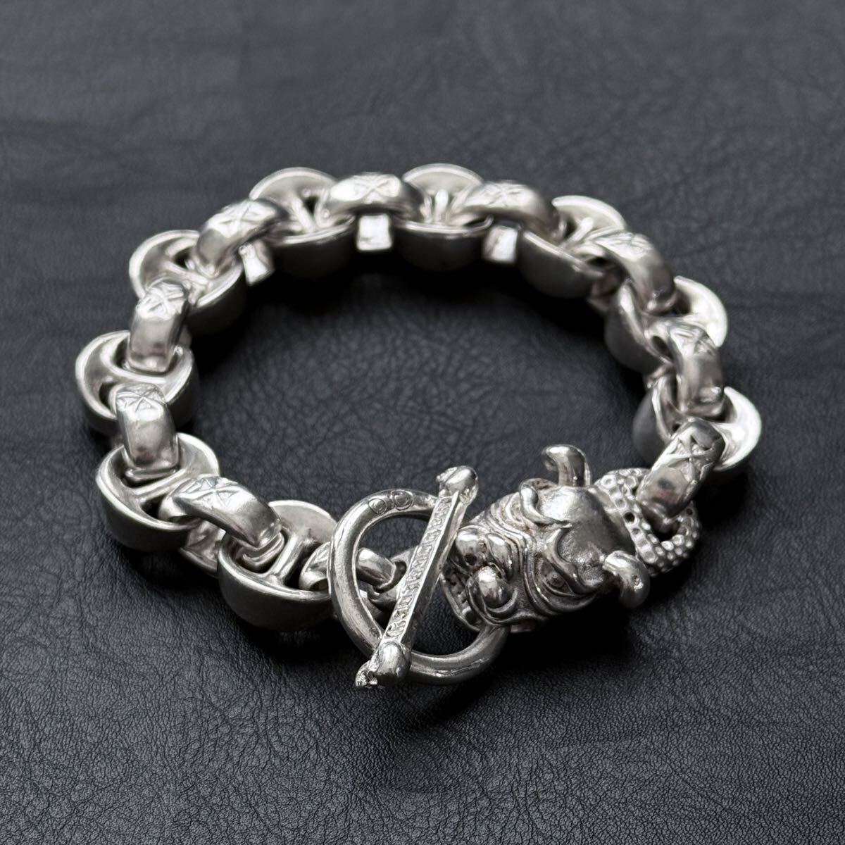 重厚 ヴィンテージ ブルドッグチェーン ブレスレット シルバー925刻印あり vintage_画像1