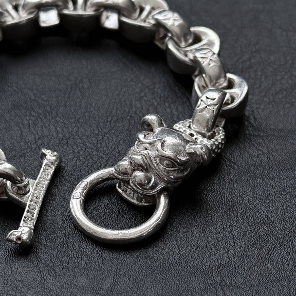 重厚 ヴィンテージ ブルドッグチェーン ブレスレット シルバー925刻印あり vintage_画像5