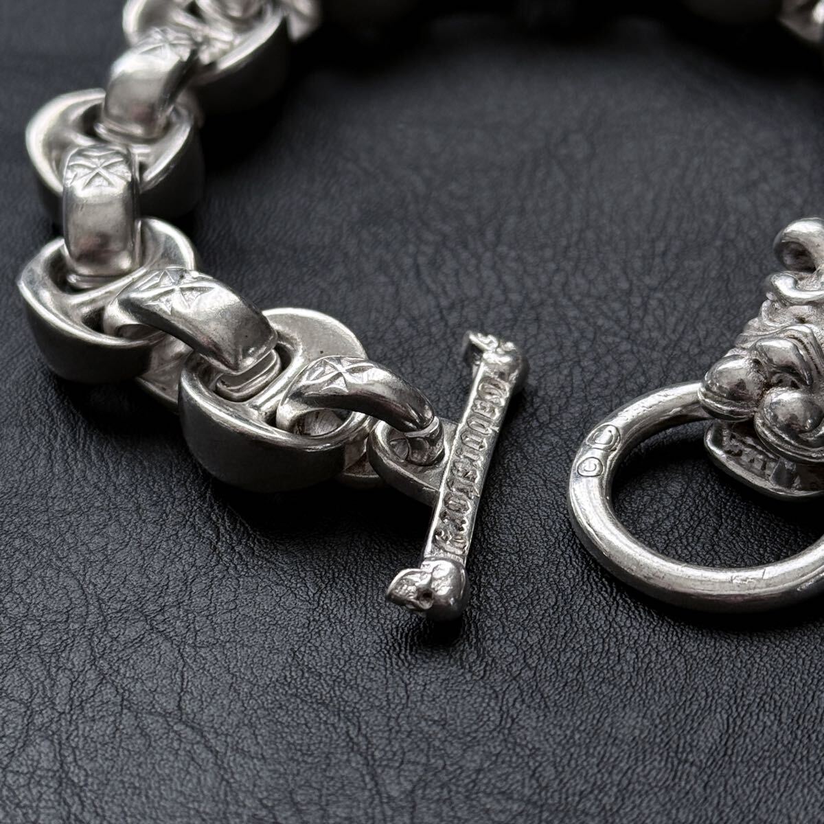 重厚 ヴィンテージ ブルドッグチェーン ブレスレット シルバー925刻印あり vintage_画像6